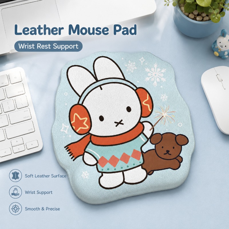Laptop Office Accessories - 애니메이션 미피 가죽 마우스 패드, 손목
