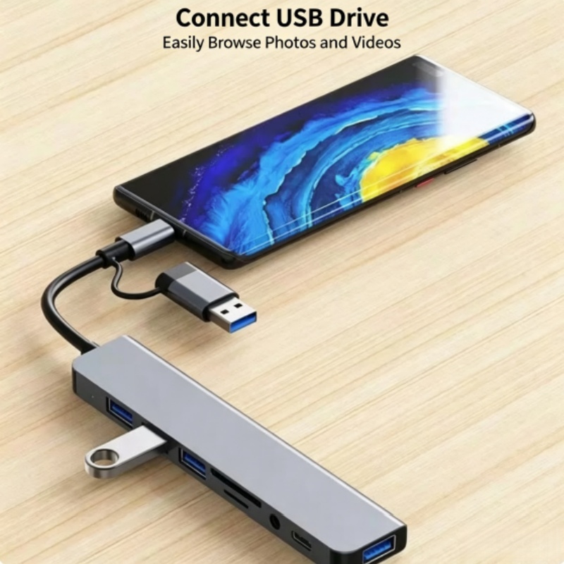 듀얼 헤드 타입-C 8-in-1 다기능 노트북 카드 리 - Laptop Accessories Hub 리뷰 및 가격