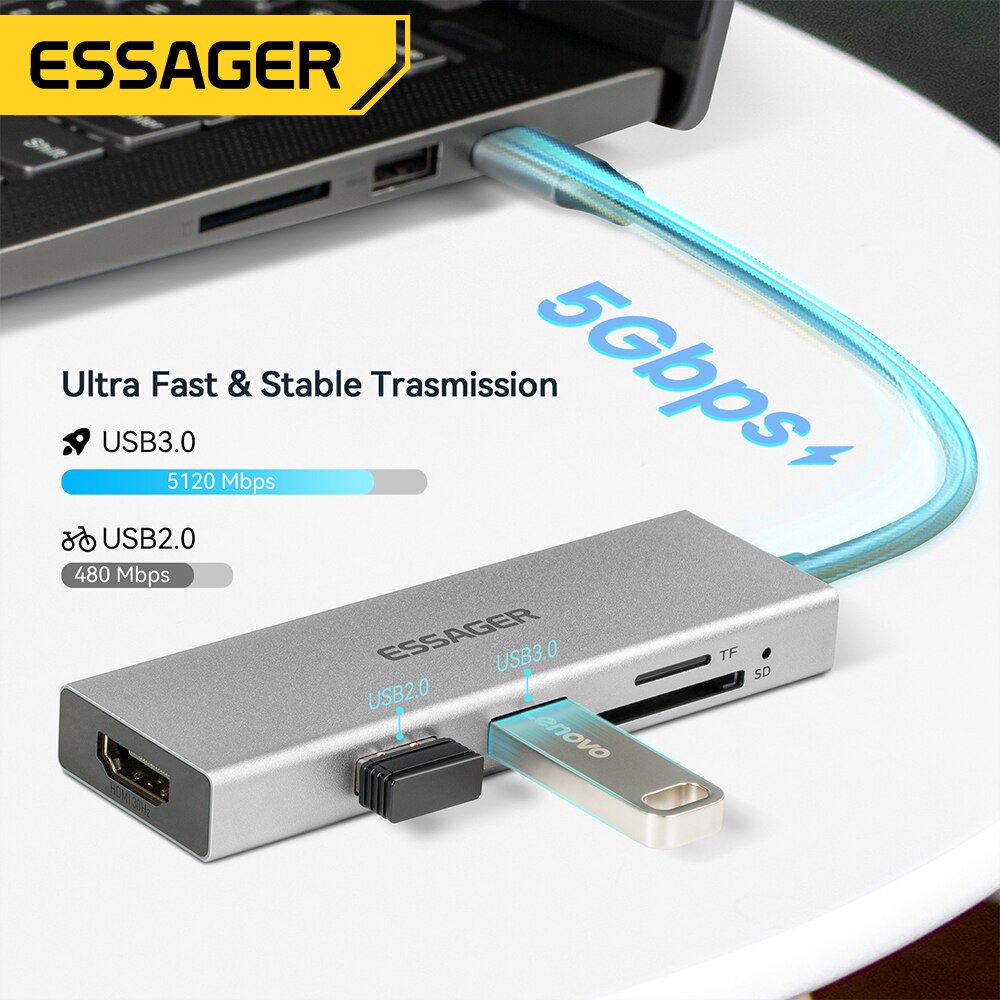 Essager 5 in 1 USB C 허브 HDMI-4 - Usb C Docking Hub 리뷰 및 가격