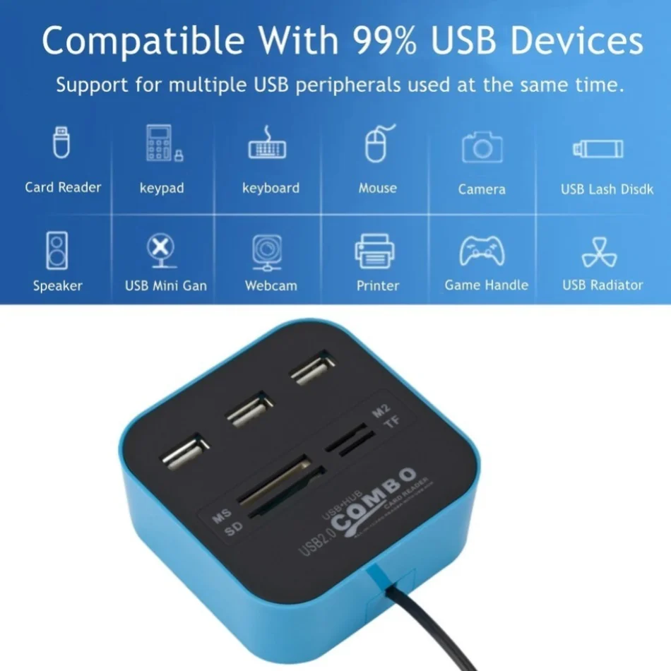 3포트 USB 2.0 허브 콤보 USB 마이크로 카드  - Laptop Accessories All In One 리뷰 및 가격
