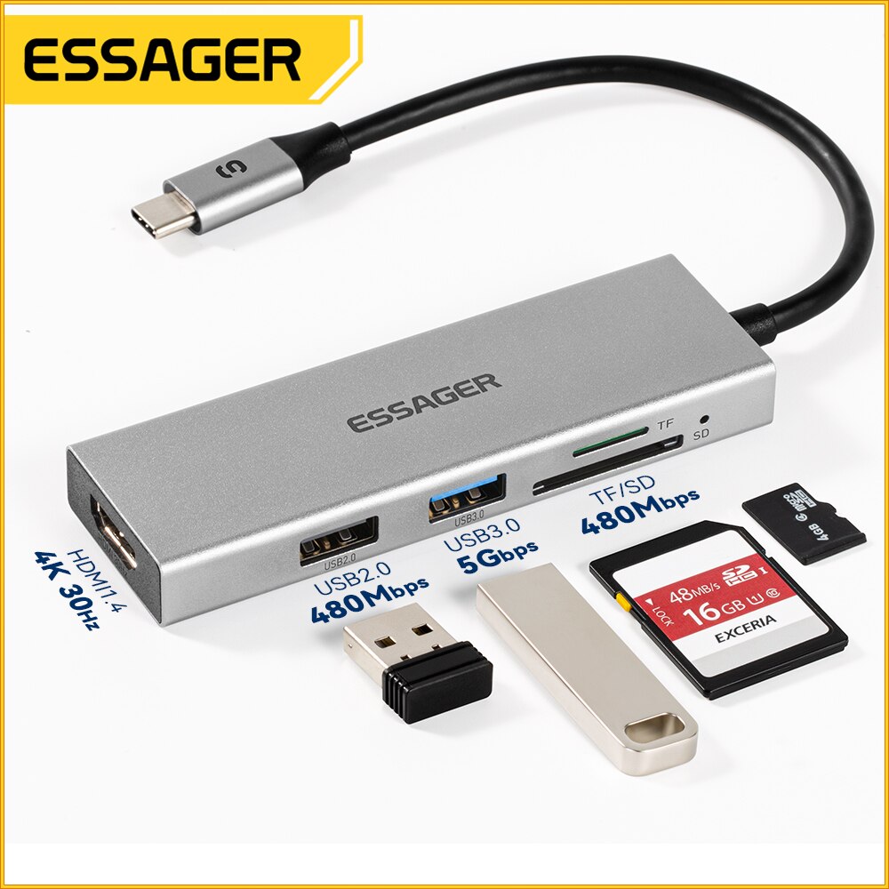 Essager 5 in 1 USB C 허브 HDMI-4 - Usb C Docking Hub 리뷰 및 가격