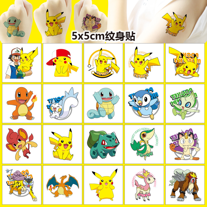 5*5cm 20pcs 포켓몬 피카추 문신 스티커 어린이 - Laptop Accessories Wholesale 리뷰 및 가격