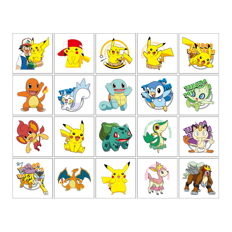 5*5cm 20pcs 포켓몬 피카추 문신 스티커 어린이 - Laptop Accessories Wholesale 리뷰 및 가격