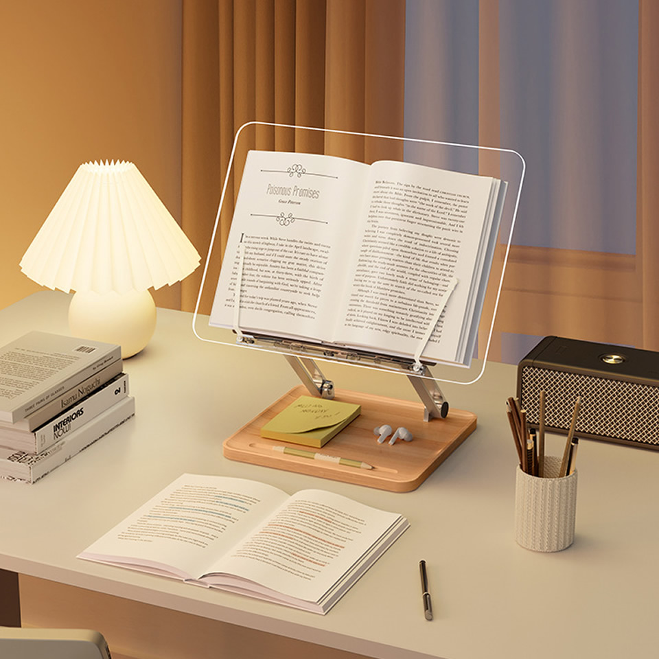가벼운 투명 아크릴이 포함된 나무 독서대 다기능 리프팅 - Laptop Office Accessories 리뷰 및 가격