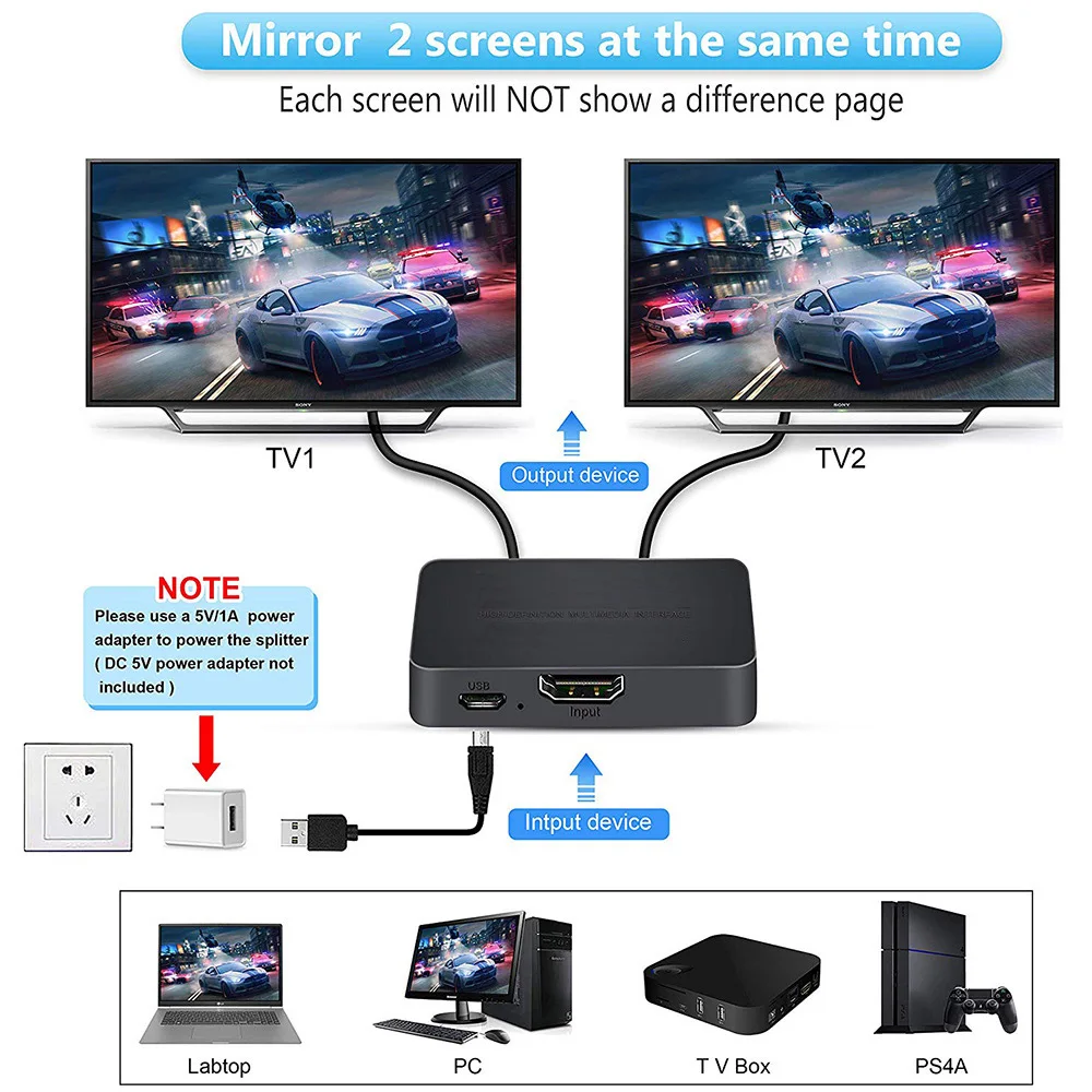 1 in 2 Out 비디오 HDMI 호환 분배기 4K  - Xbox Laptop Accessories 리뷰 및 가격